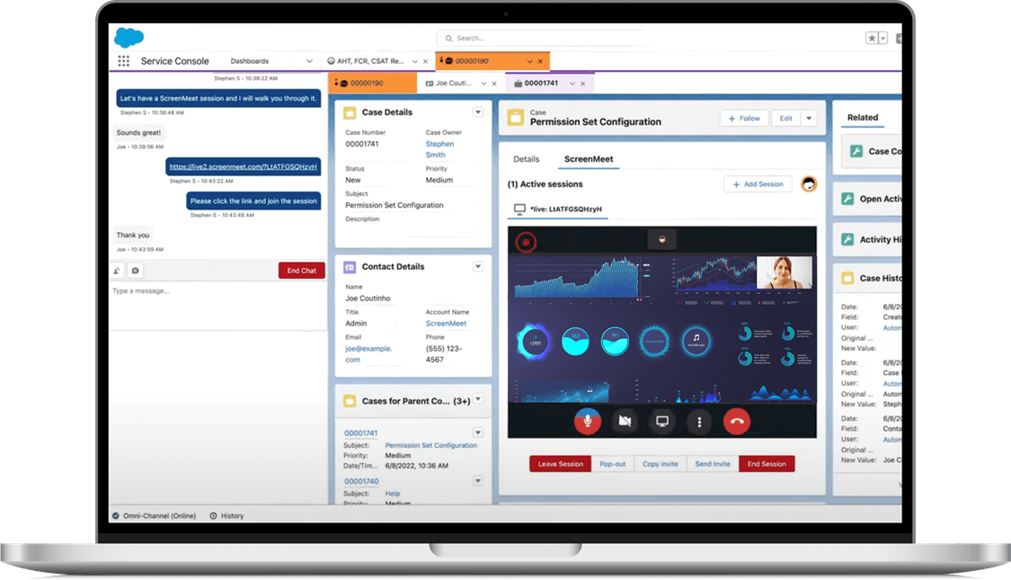 ScreenMeet for Salesforce Service Cloud Screen Sharing