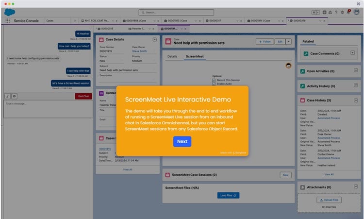 ScreenMeet Interactive Demo - ScreenMeet screen sharing for Salesforce