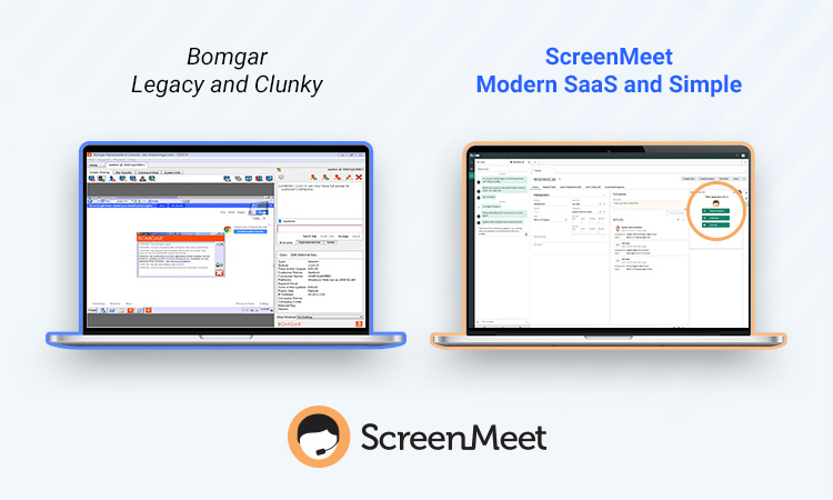 GUI Comparison Bomgar versus Embedded ScreenMeet